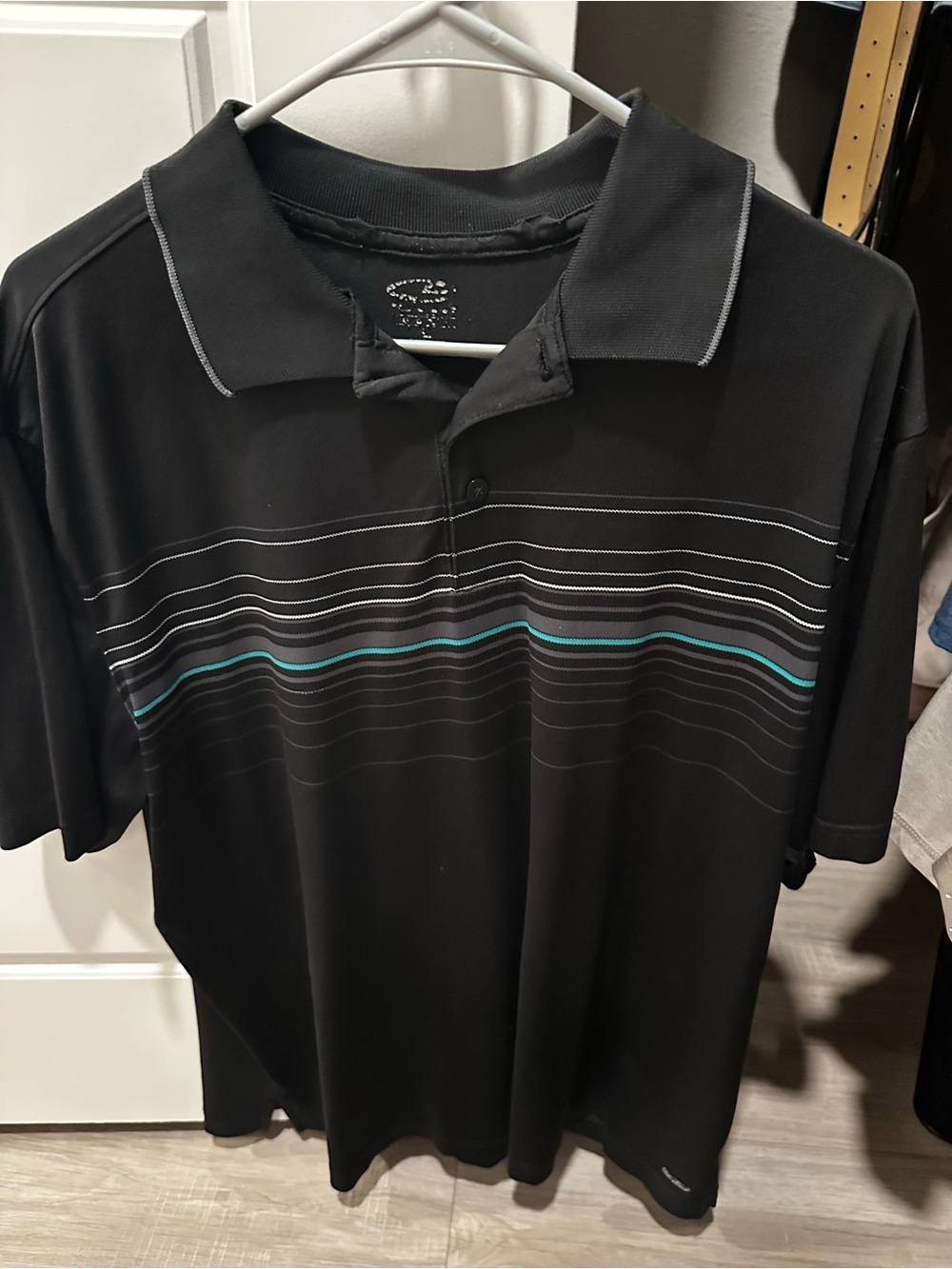 C9 by Champion Black Polo with Teal and White Stripes
